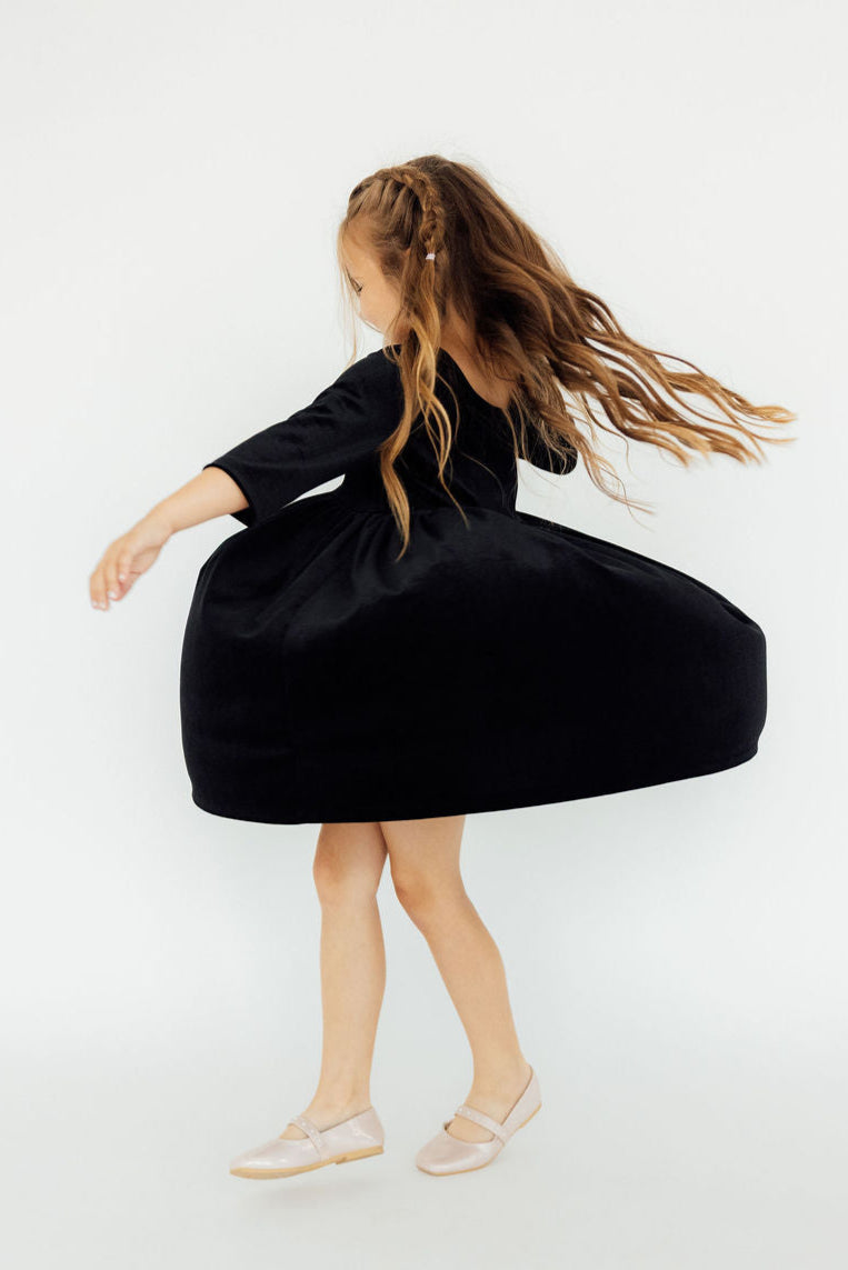 Black Velvet Twirl Dress