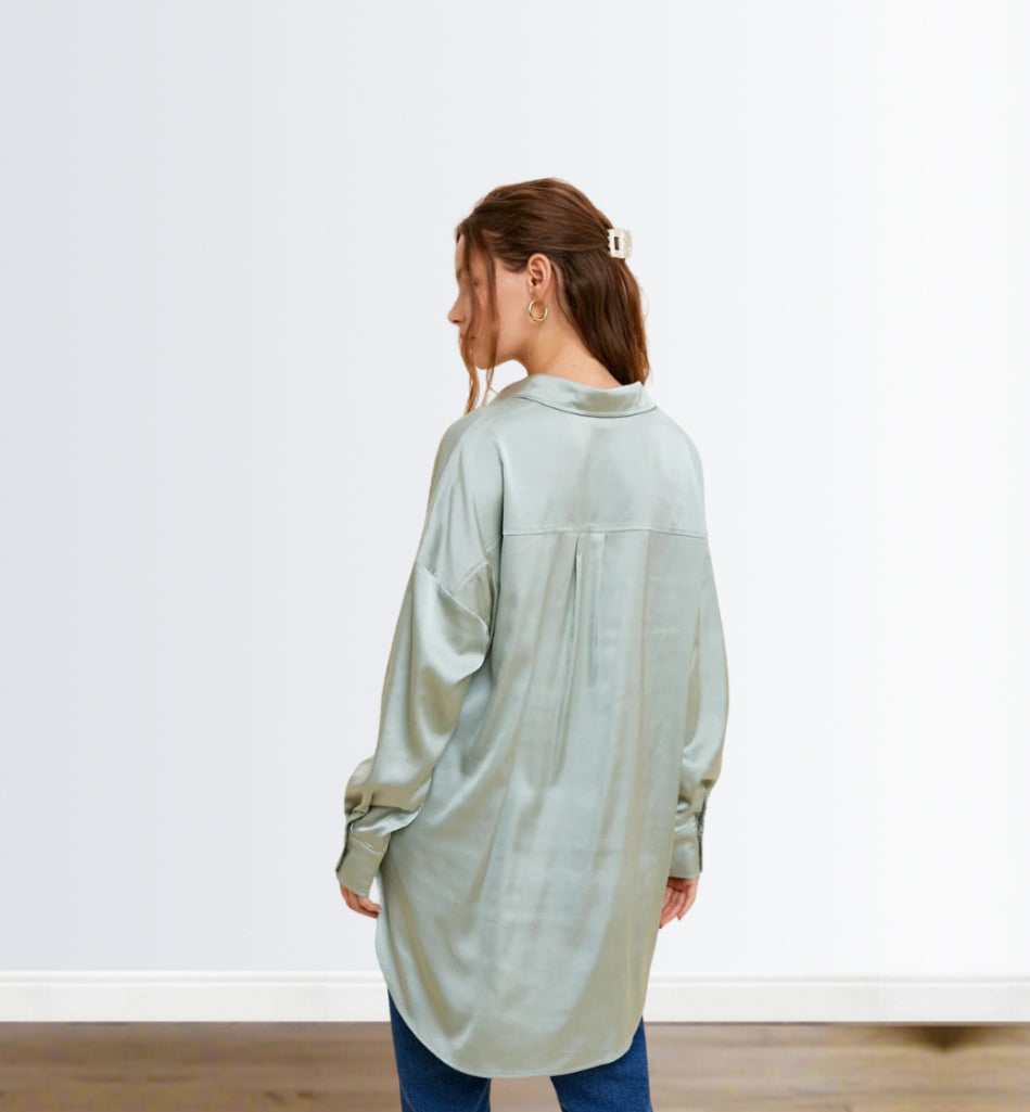 Sage Satin Blouse