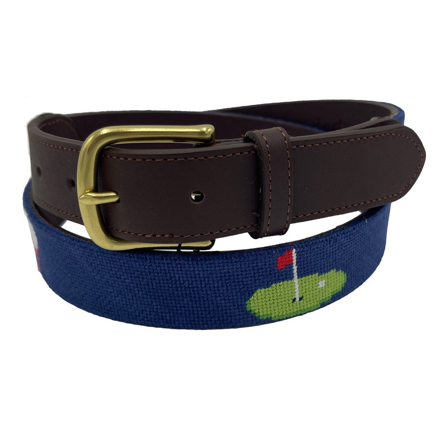 Golf Green Needlepoint Belt