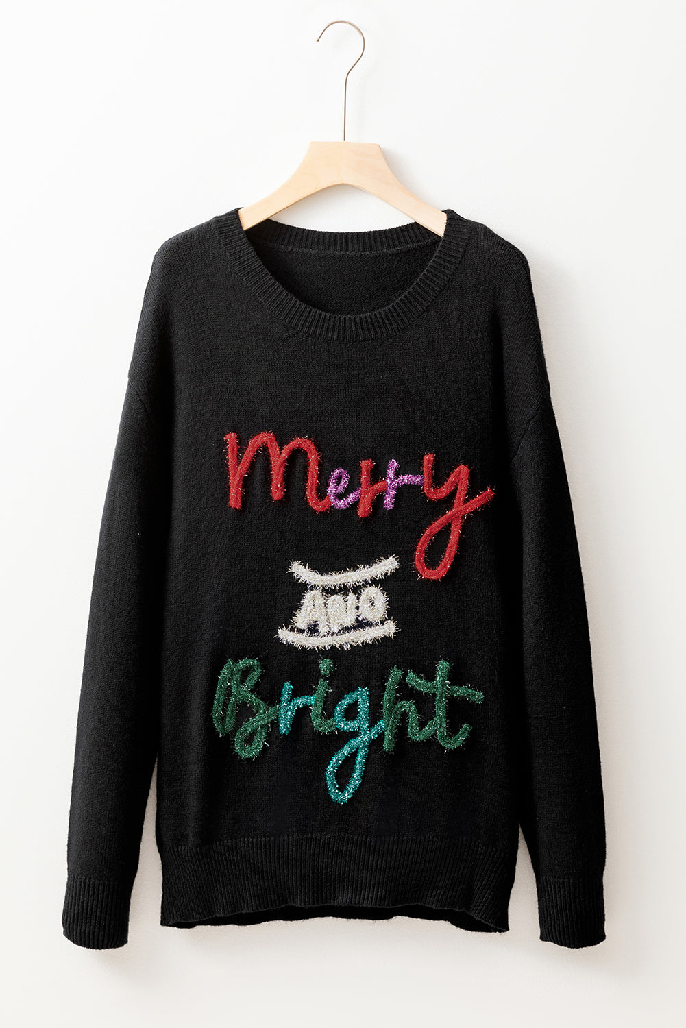Tinsel Merry and Bright Christmas Sweater-Black