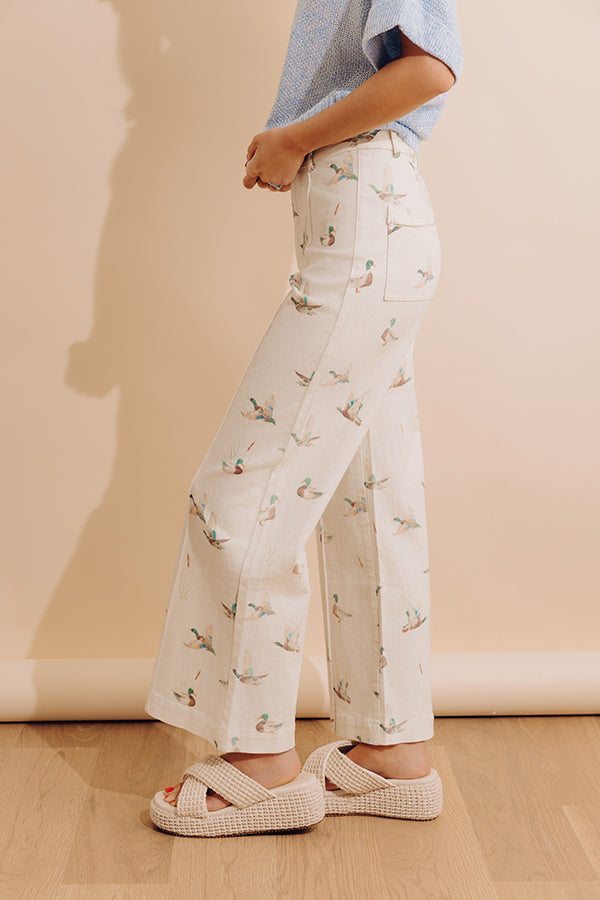 Mallard Printed Cuffed Hem Jeans