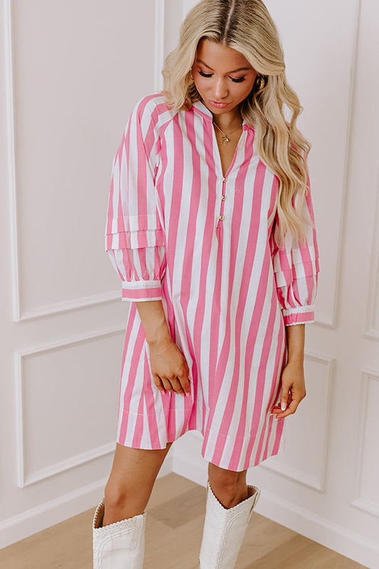 Rosy Stripe Mini Dress