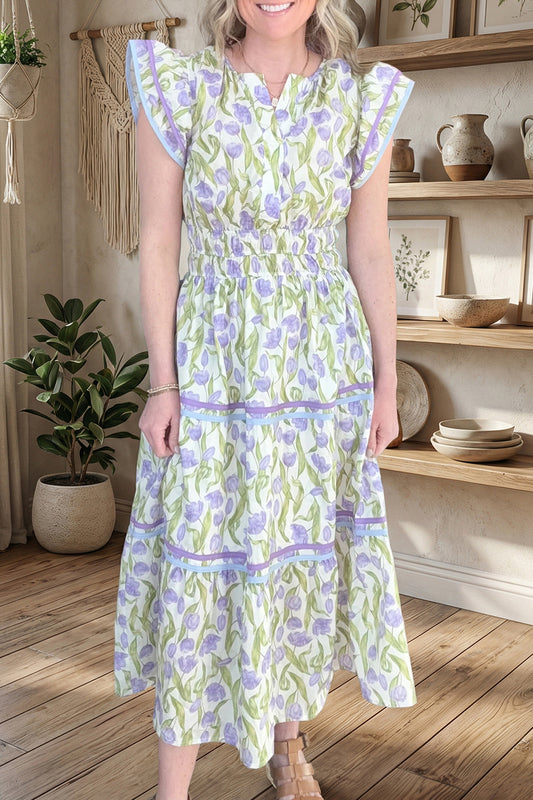 Lilac Contrast Trim Dress