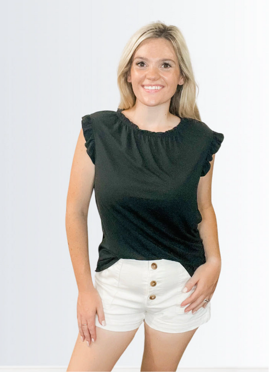 Black Ruffle Tank
