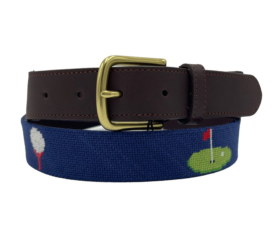 Golf Green Needlepoint Belt