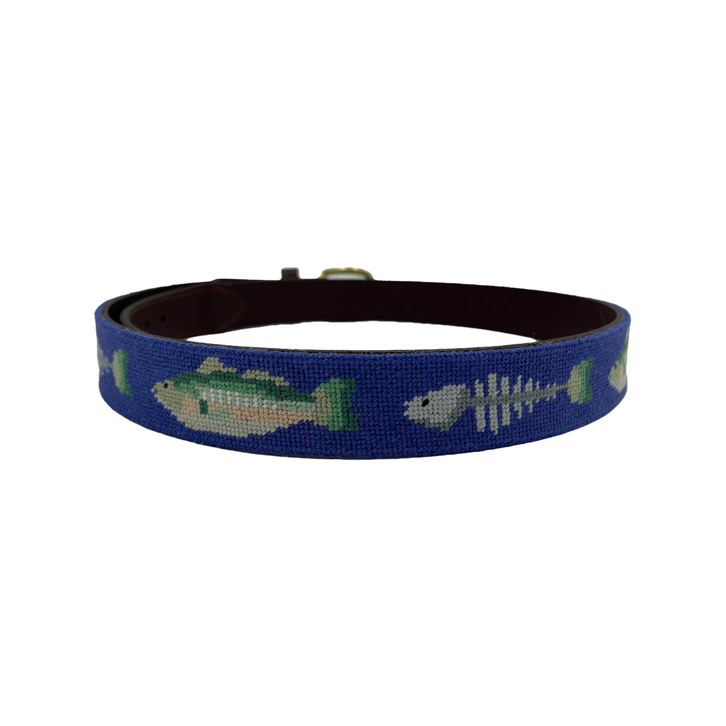 Fishing Print Needlepoint Belt