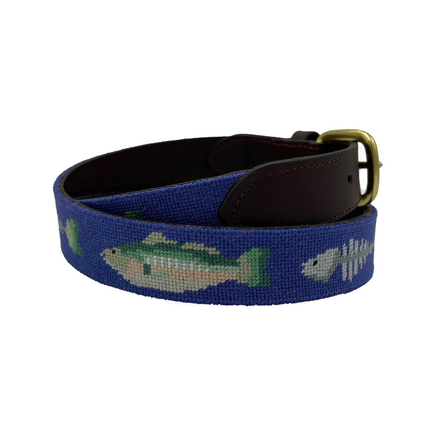 Fishing Print Needlepoint Belt
