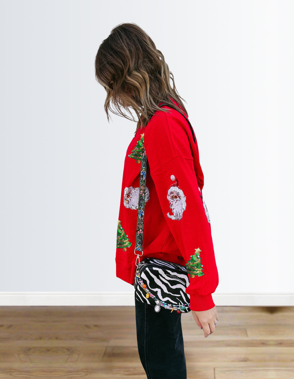 Sequin Santa + Christmas Tree Sweatshirt