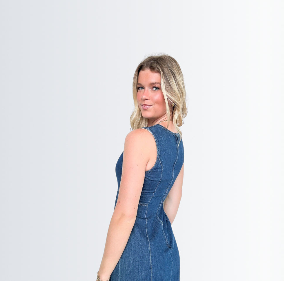 Sleeveless Zipped Bodycon Denim Short Dress