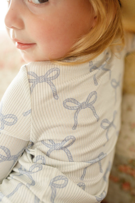 Blue Belle Ribbed Bamboo Zippy Romper