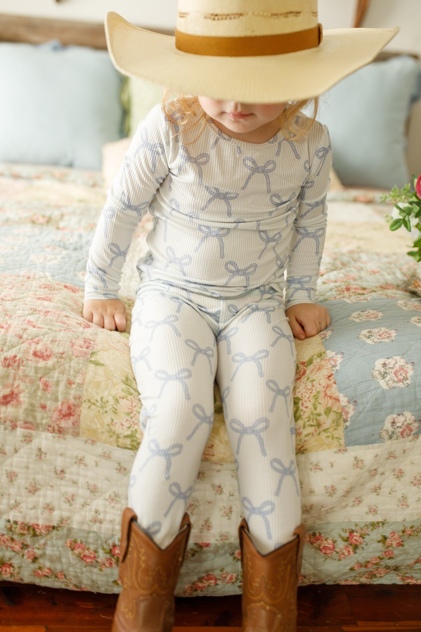 Blue Belle 2pc Ribbed Bamboo Pajamas