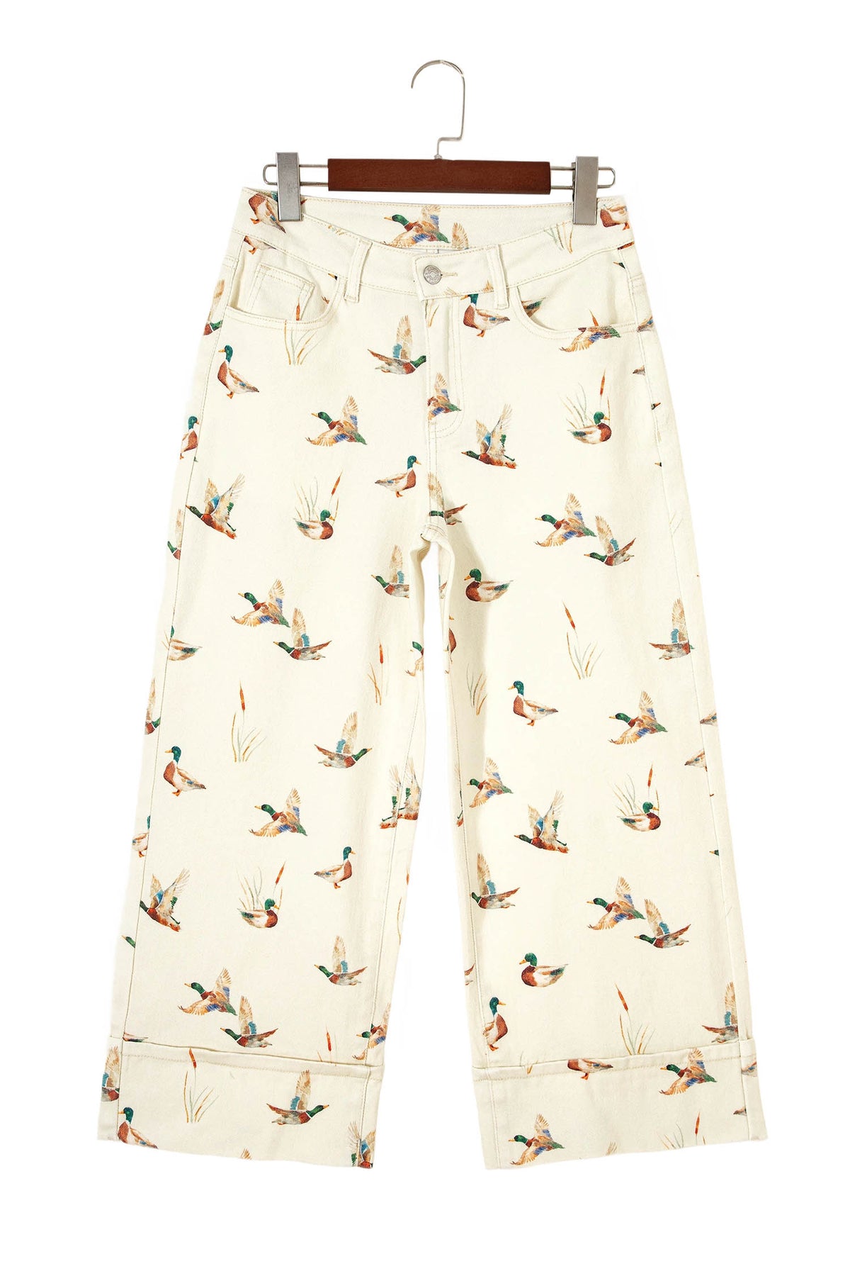 Mallard Printed Cuffed Hem Jeans