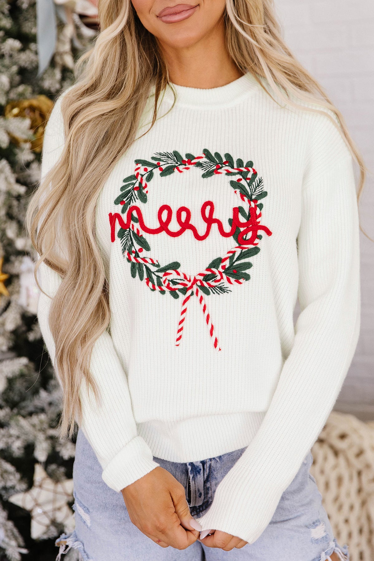 Merry + White Sweater