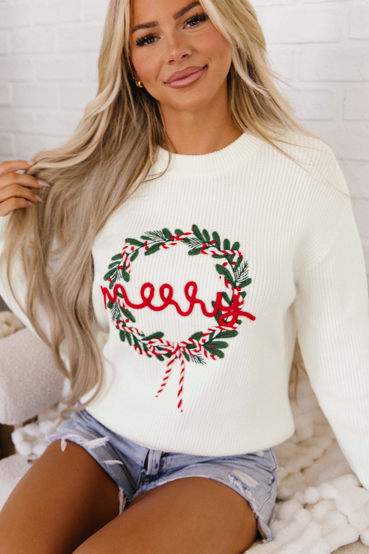 Merry + White Sweater