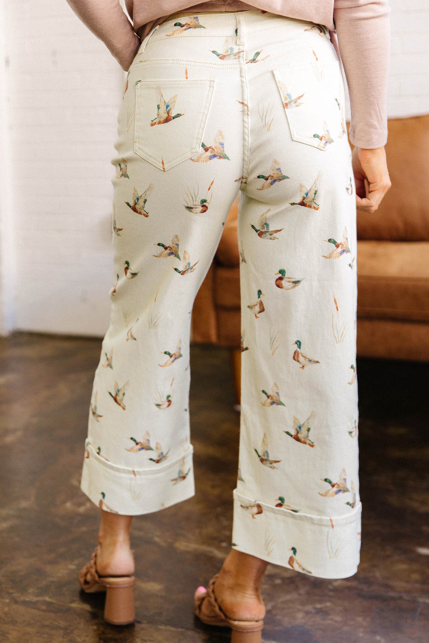 Mallard Printed Cuffed Hem Jeans