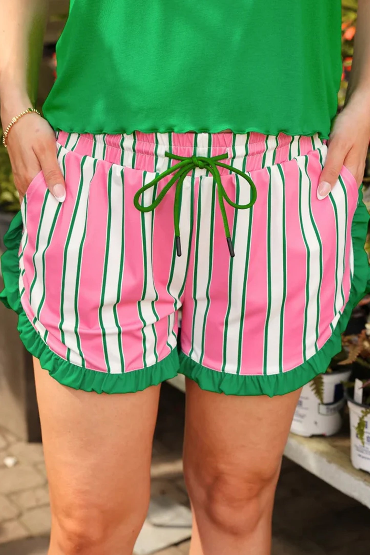 Comfy Contrast Ruffle Trim Shorts- 3 Styles