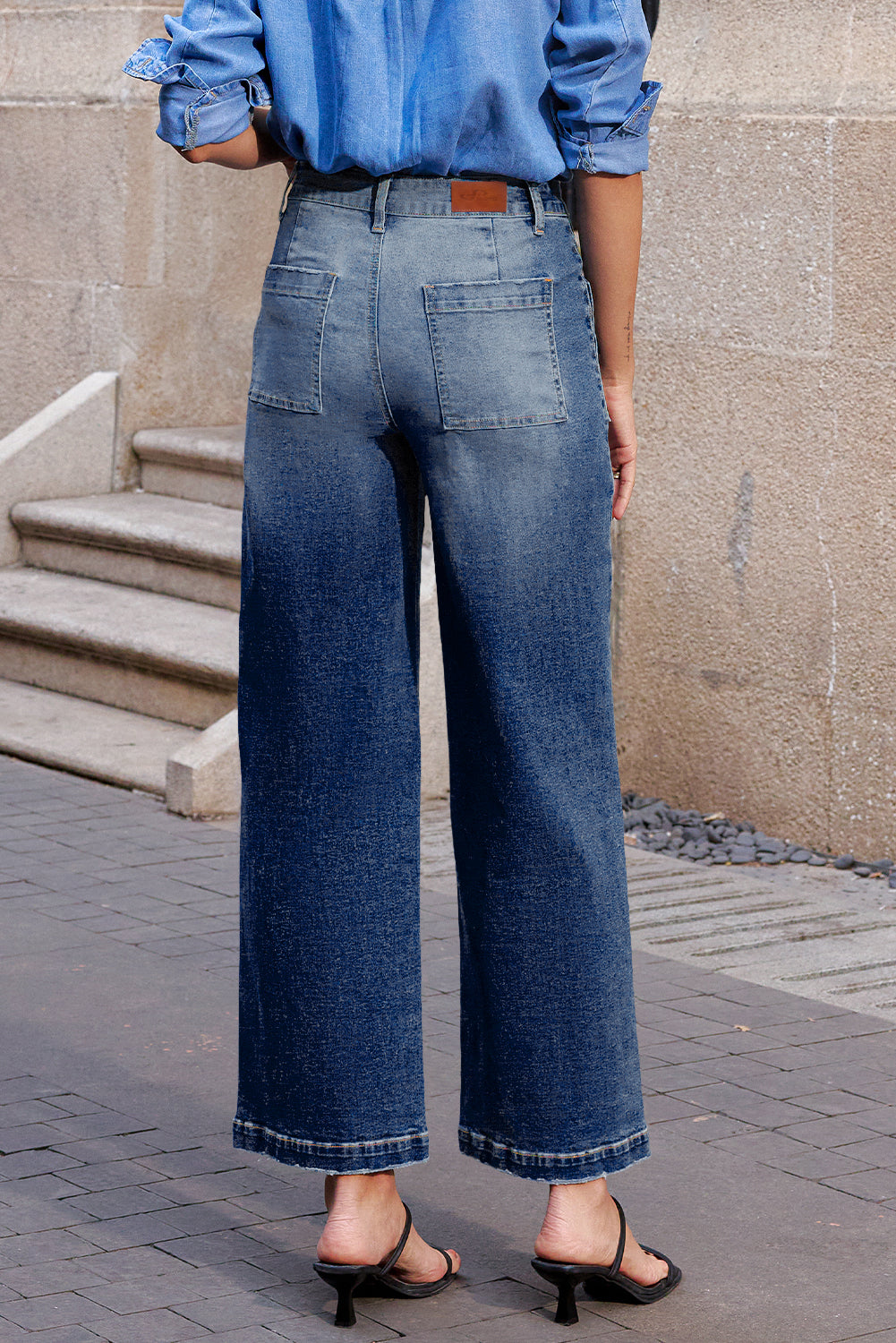 Denim Patch Pocket Shift Jeans- Two Colors