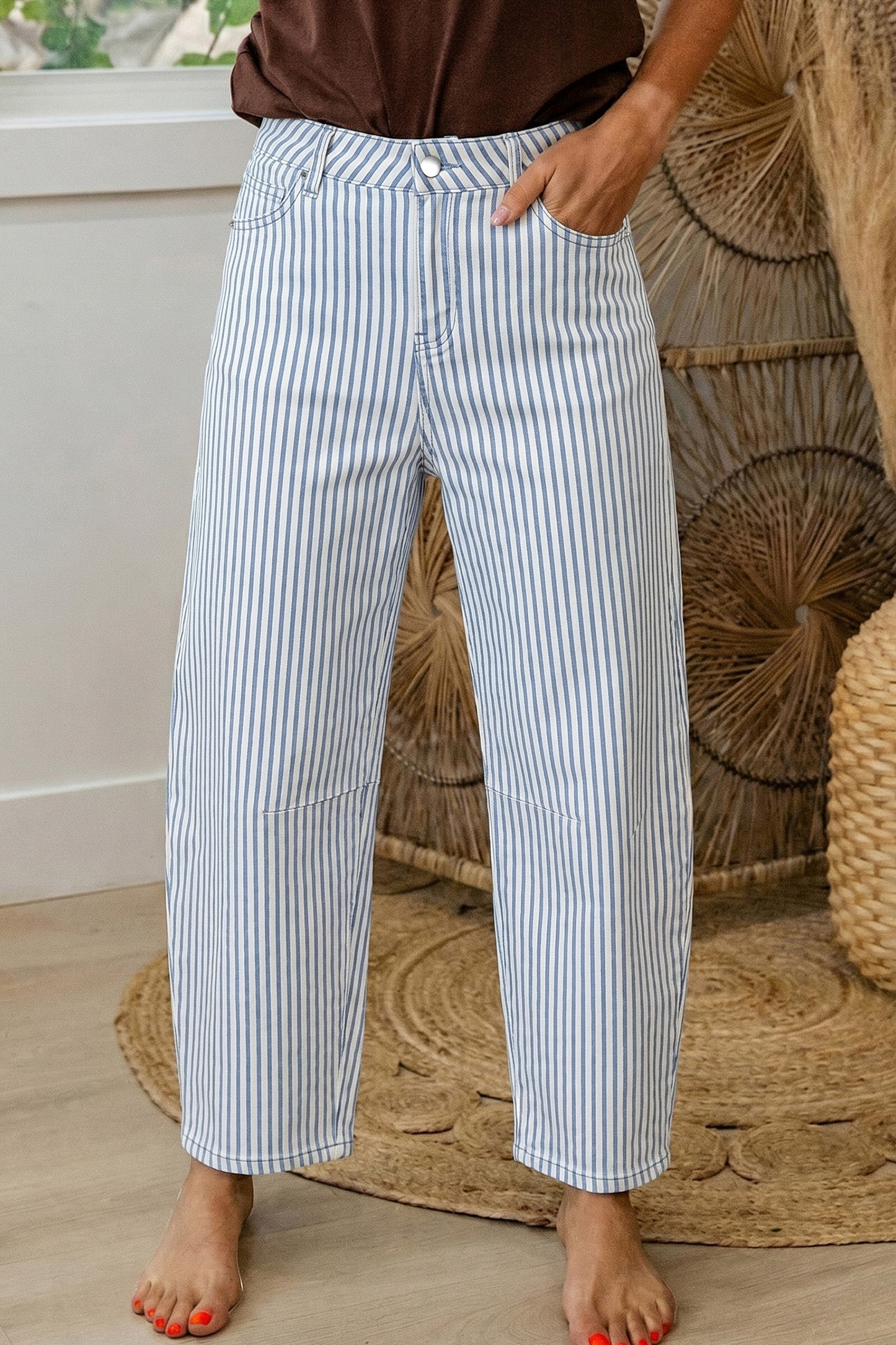 Striped Casual Barrel Jeans- 3 colors