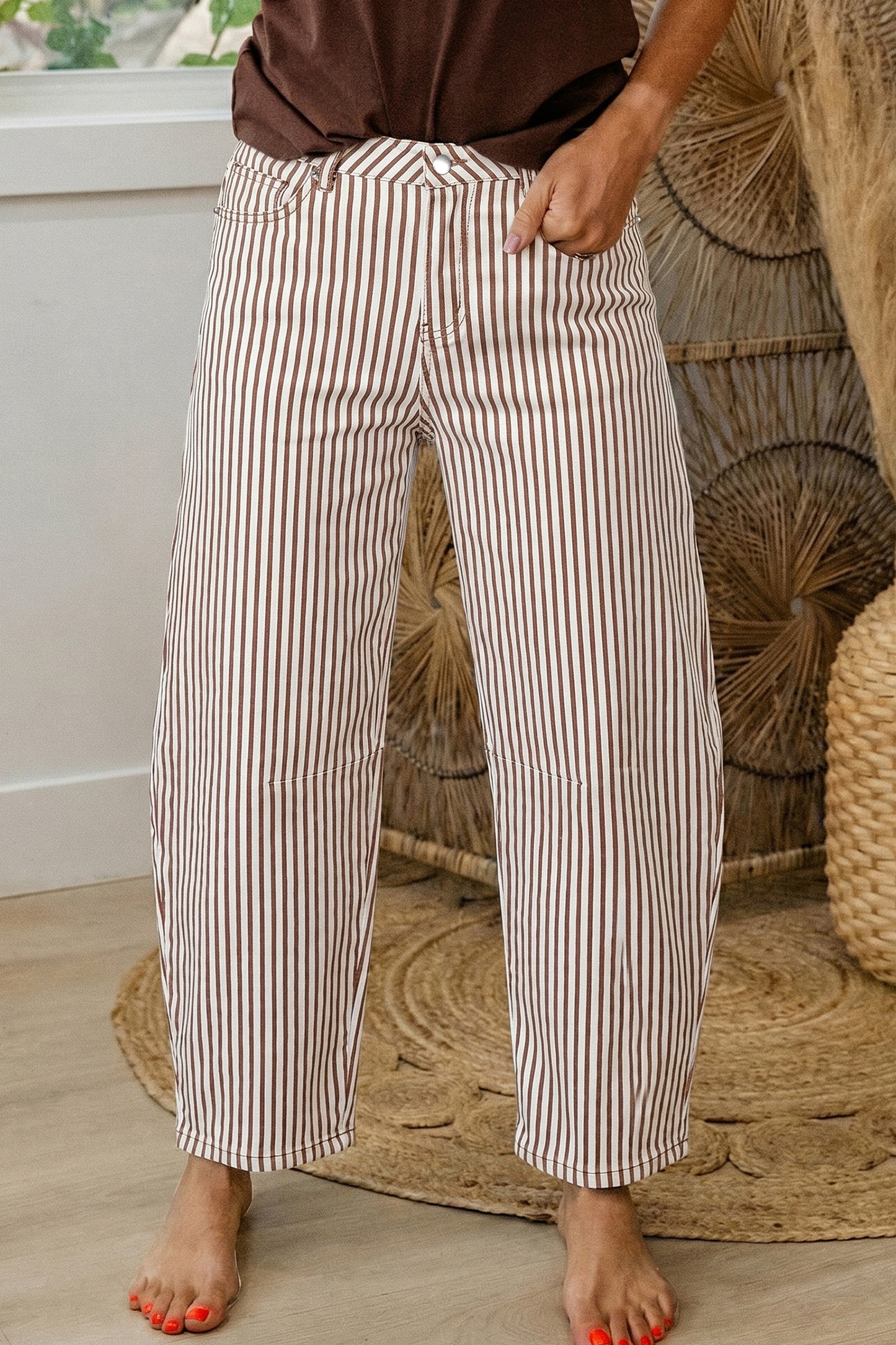 Striped Casual Barrel Jeans- 3 colors