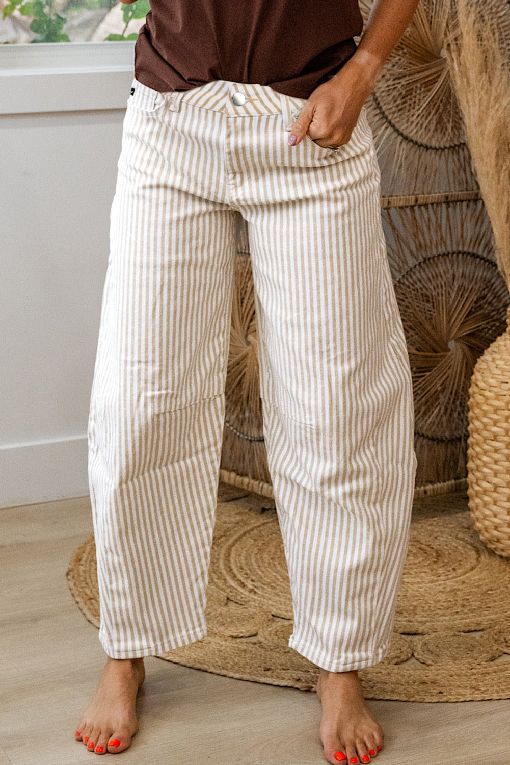 Striped Casual Barrel Jeans- 3 colors