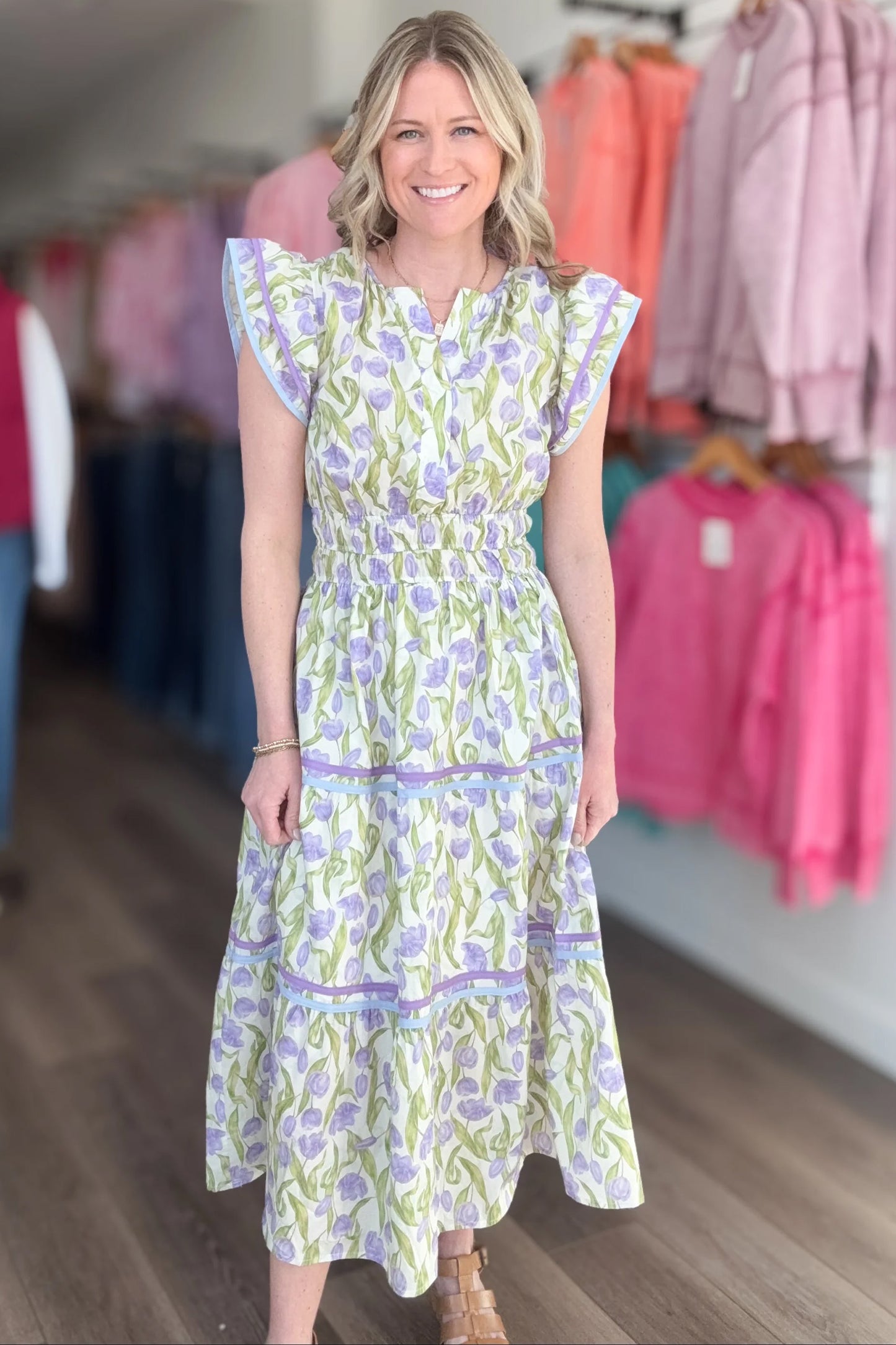 Lilac Contrast Trim Dress
