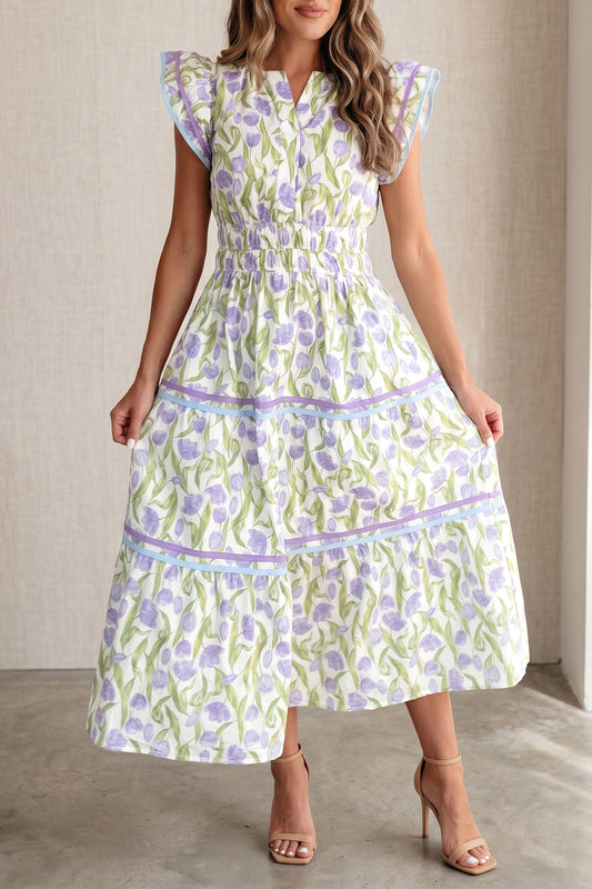 Lilac Contrast Trim Dress