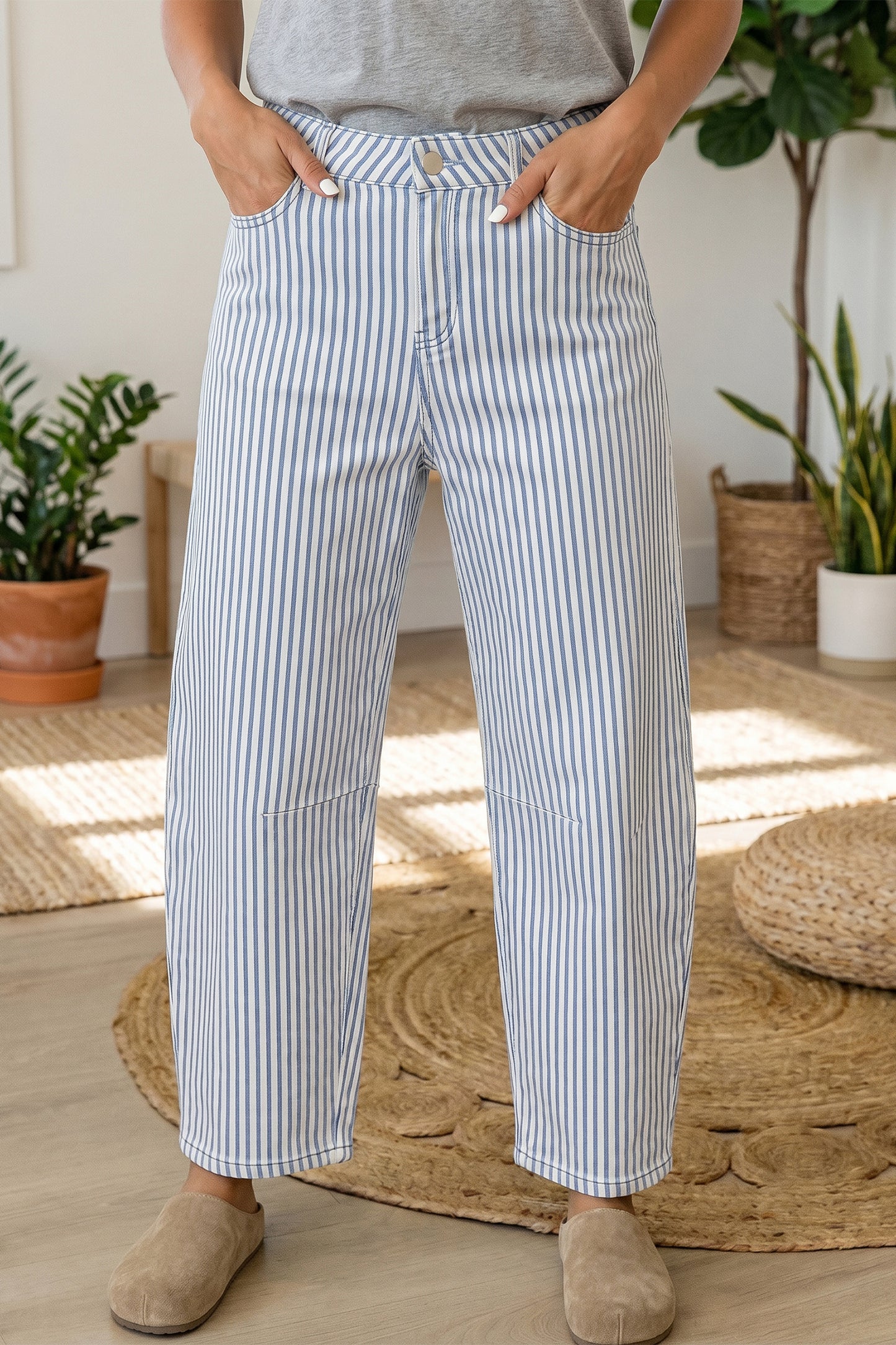 Striped Casual Barrel Jeans- 3 colors