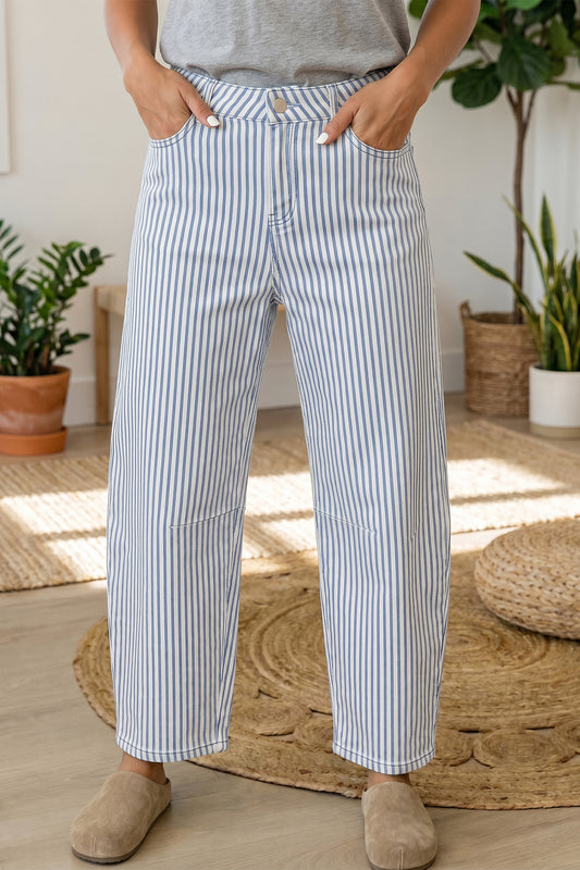 Striped Casual Barrel Jeans- 3 colors