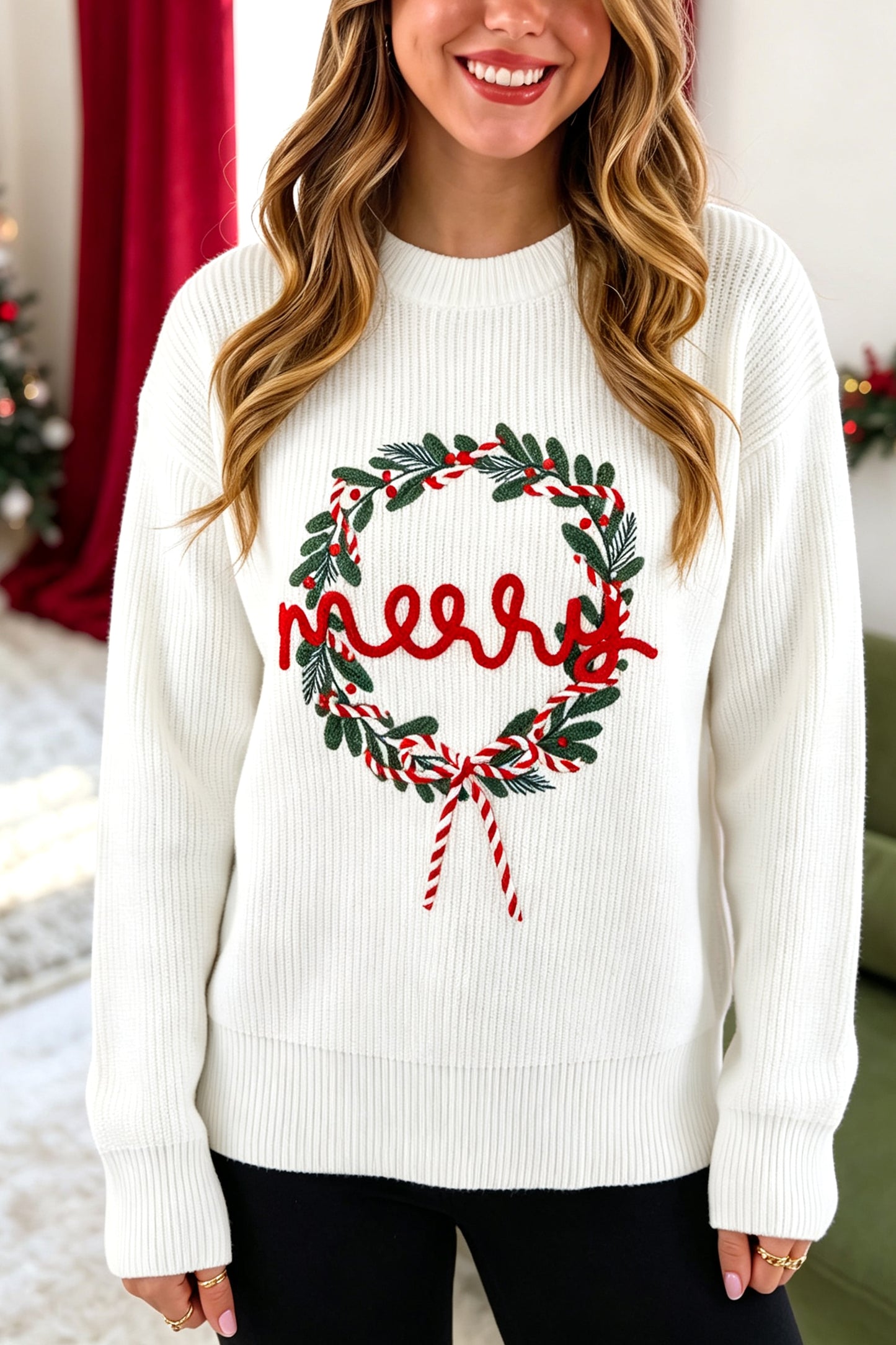 Merry + White Sweater