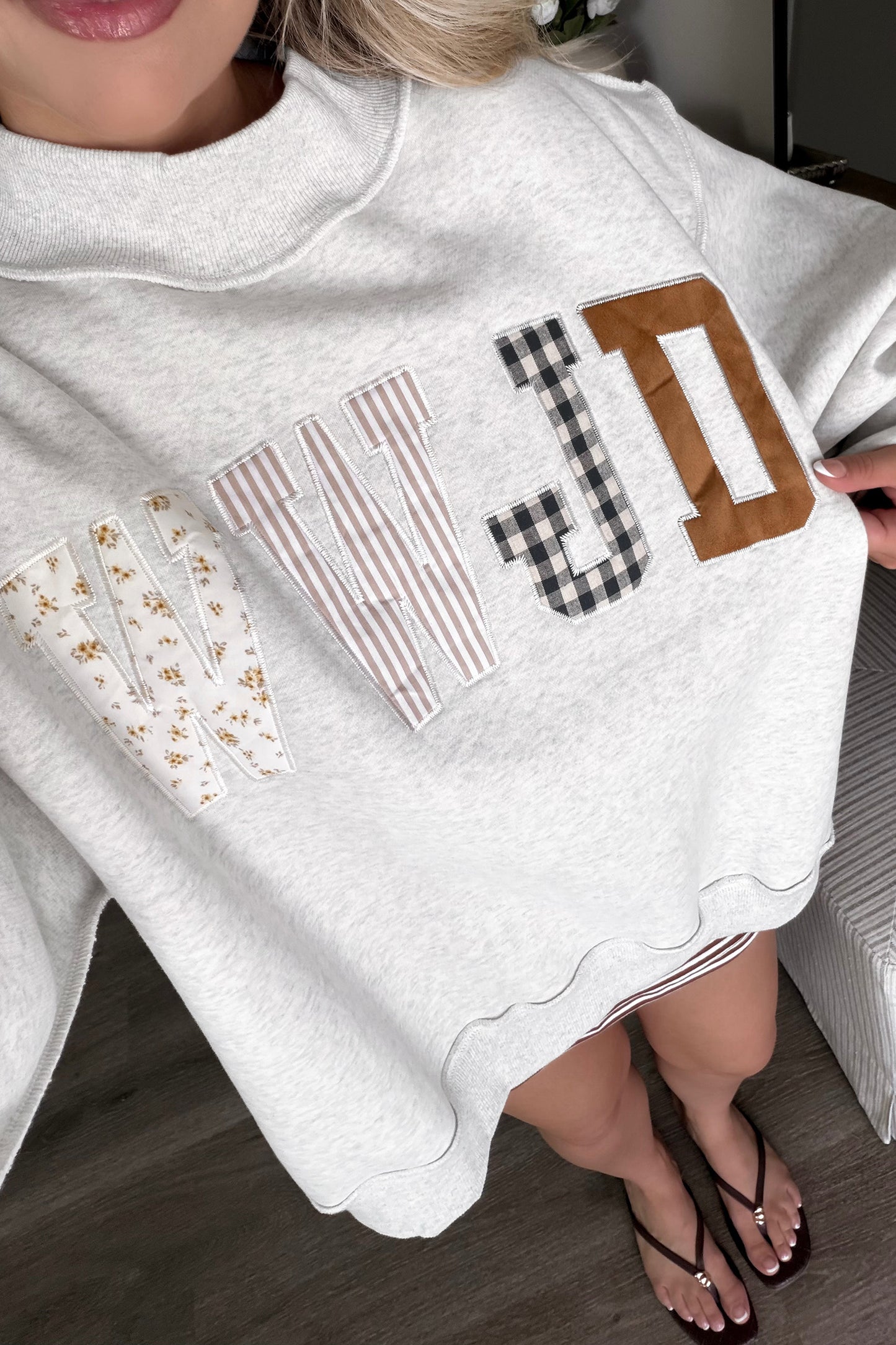 WWJD Embroidered Patch Mock Neck Sweatshirt