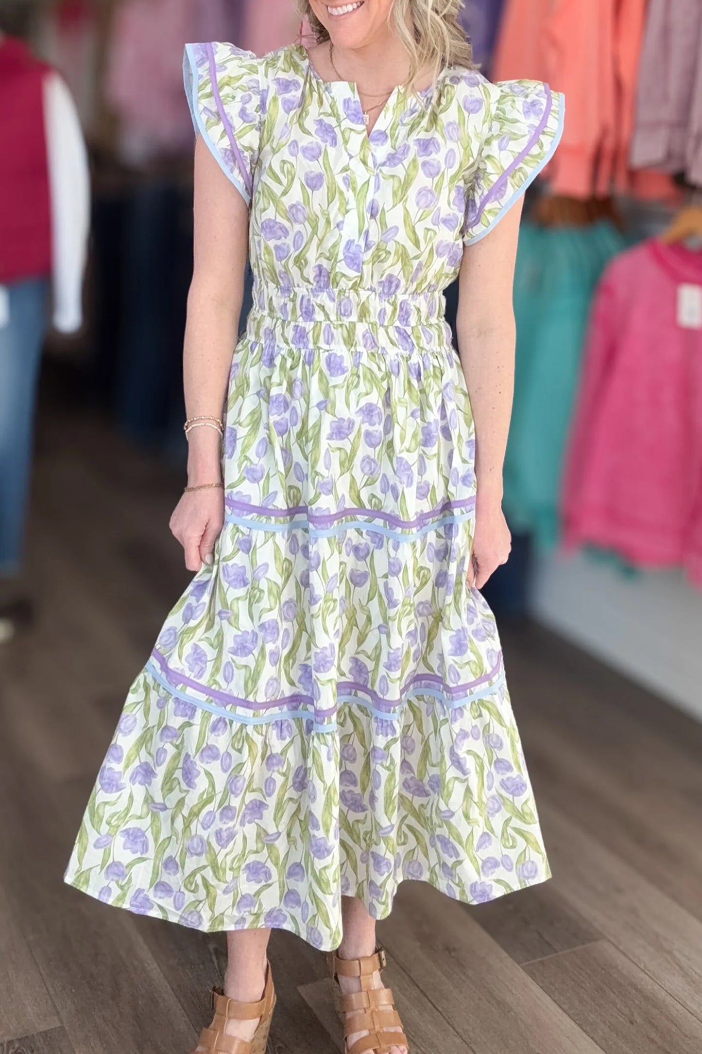 Lilac Contrast Trim Dress