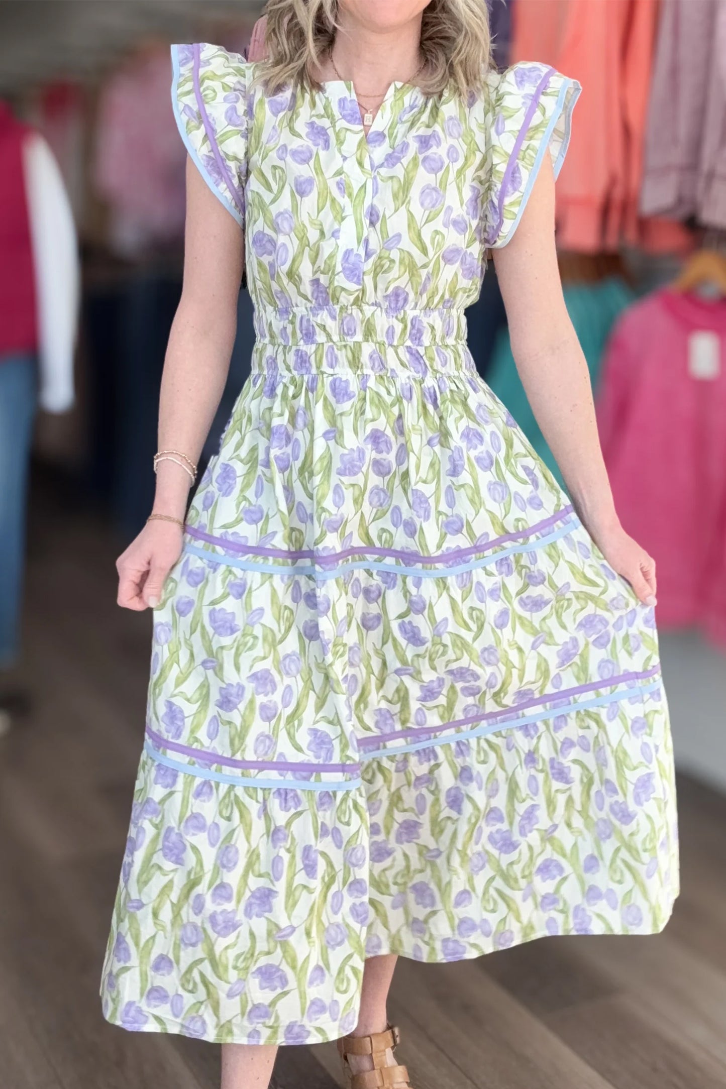 Lilac Contrast Trim Dress
