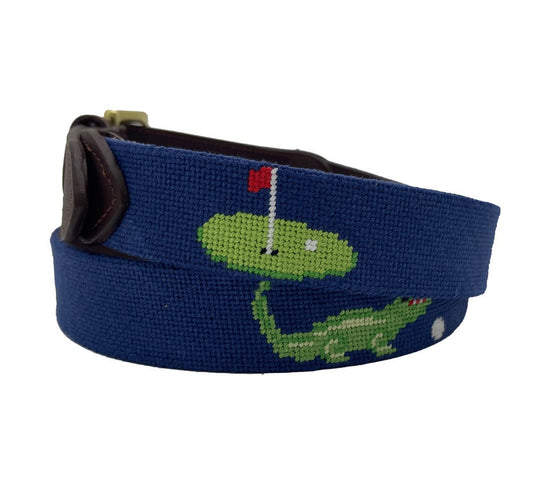 Golf Green Needlepoint Belt
