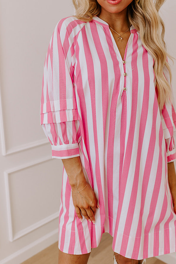 Rosy Stripe Mini Dress
