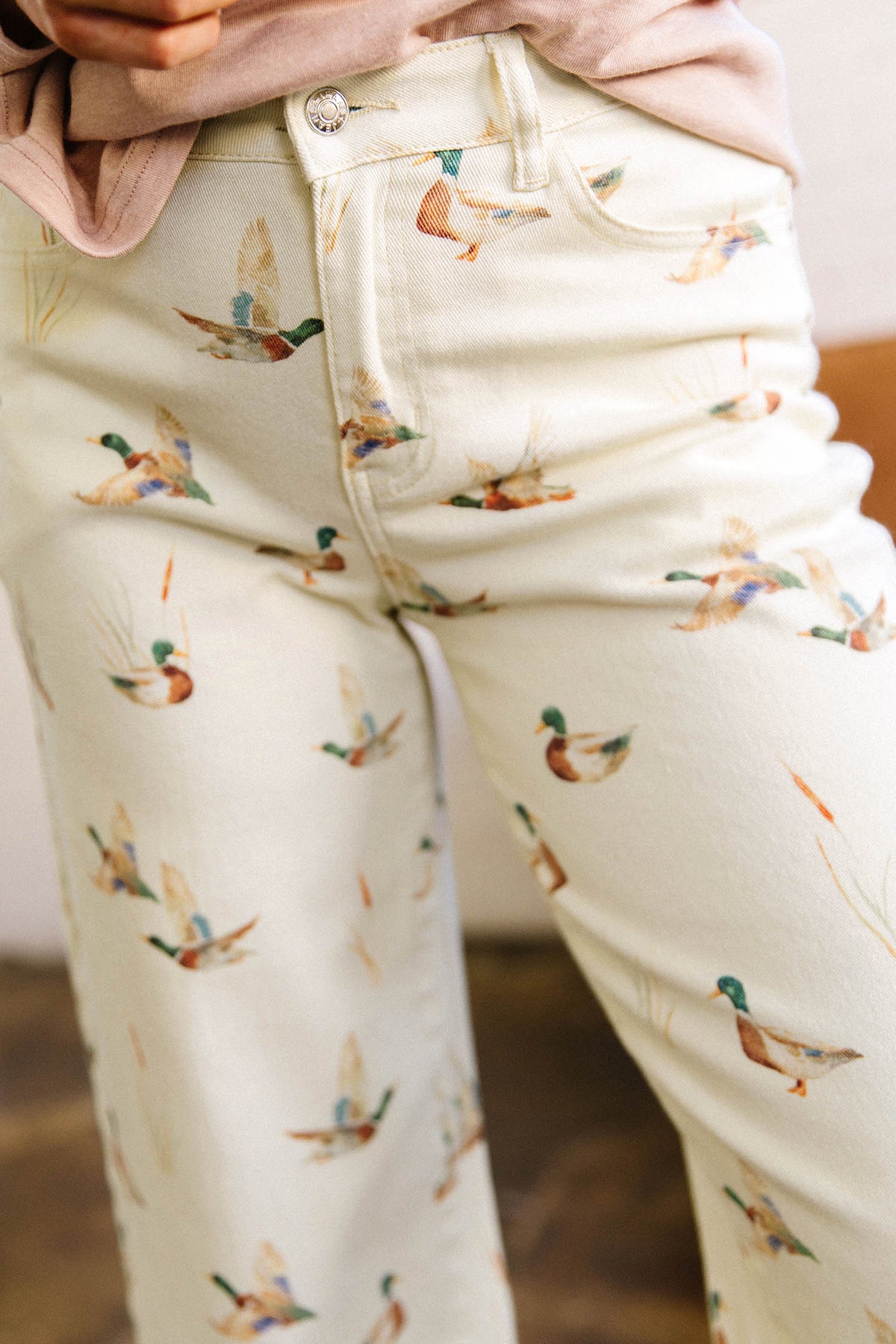 Mallard Printed Cuffed Hem Jeans