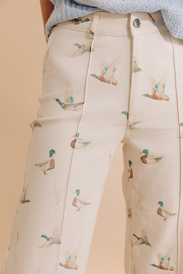 Mallard Printed Cuffed Hem Jeans