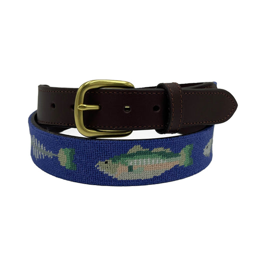 Fishing Print Needlepoint Belt