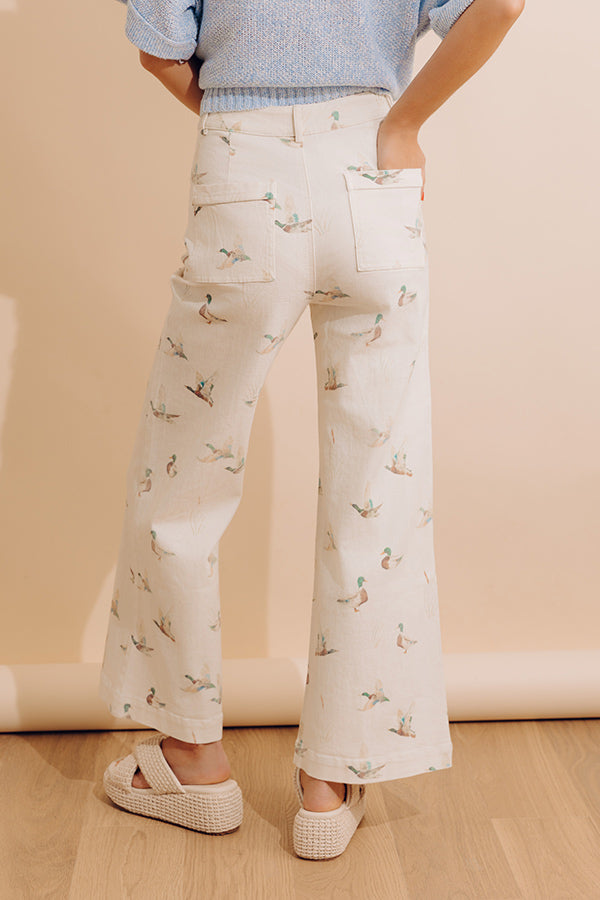 Mallard Printed Cuffed Hem Jeans