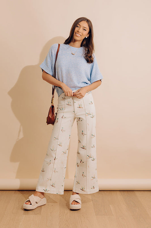 Mallard Printed Cuffed Hem Jeans