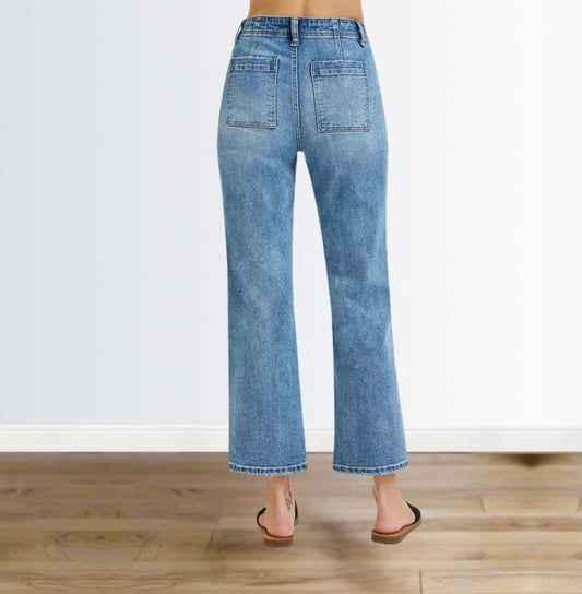 RISEN Full Size High Waisted Bootcut Cropped Jeans