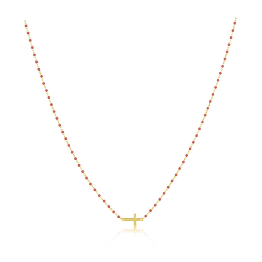 Elsa Side Cross Necklace Red