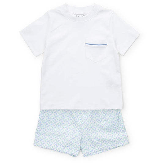 Hudson Boys' Short Set - School Plaid Blue