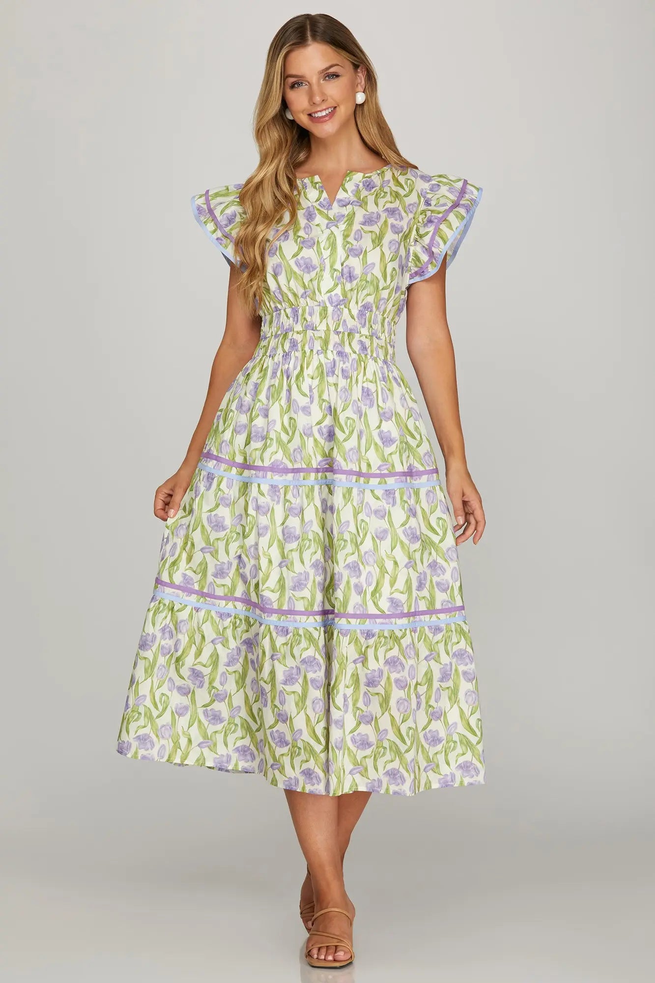 Lilac Contrast Trim Dress