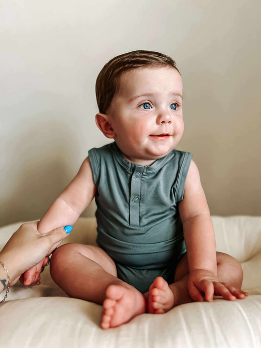 Bamboo Henley Romper- Multiple Colors