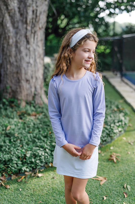 Mia Girls' Longsleeve Performance Top by LH Sport - Purple Stripes
