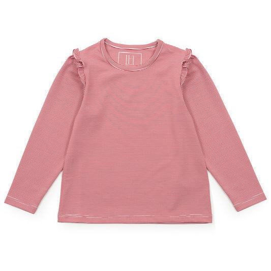 Mia Girls' Longsleeve Performance Top by LH Sport - Red Stripes