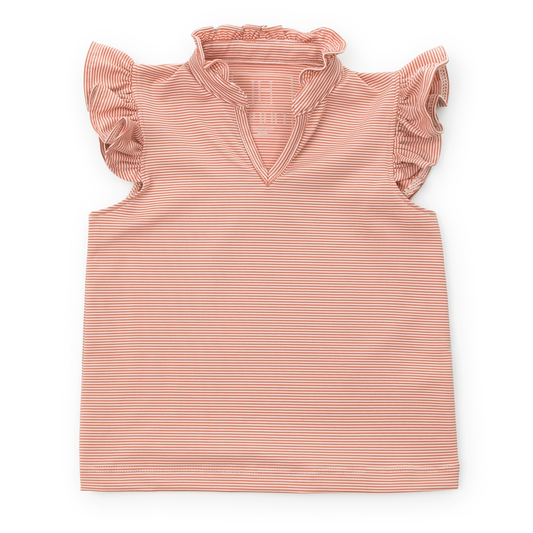 Ellie Girls' Sleeveless Performance Top by LH Sport - Orange Stripes