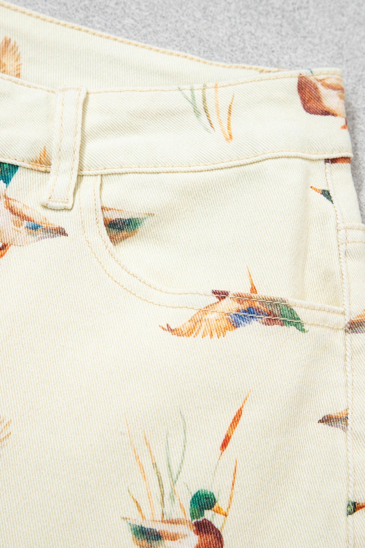 Mallard Printed Cuffed Hem Jeans