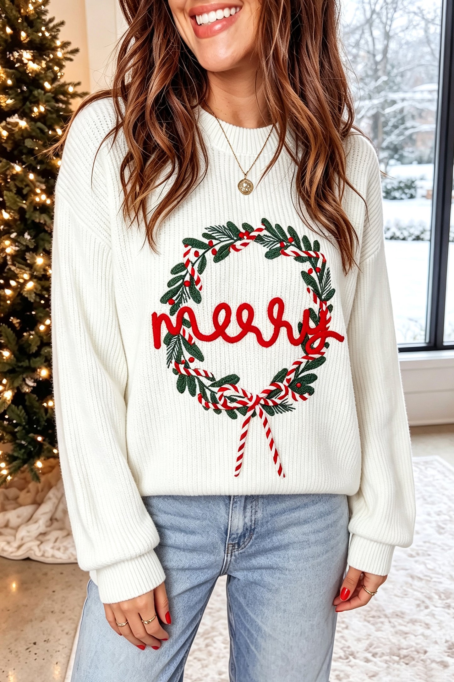Merry + White Sweater
