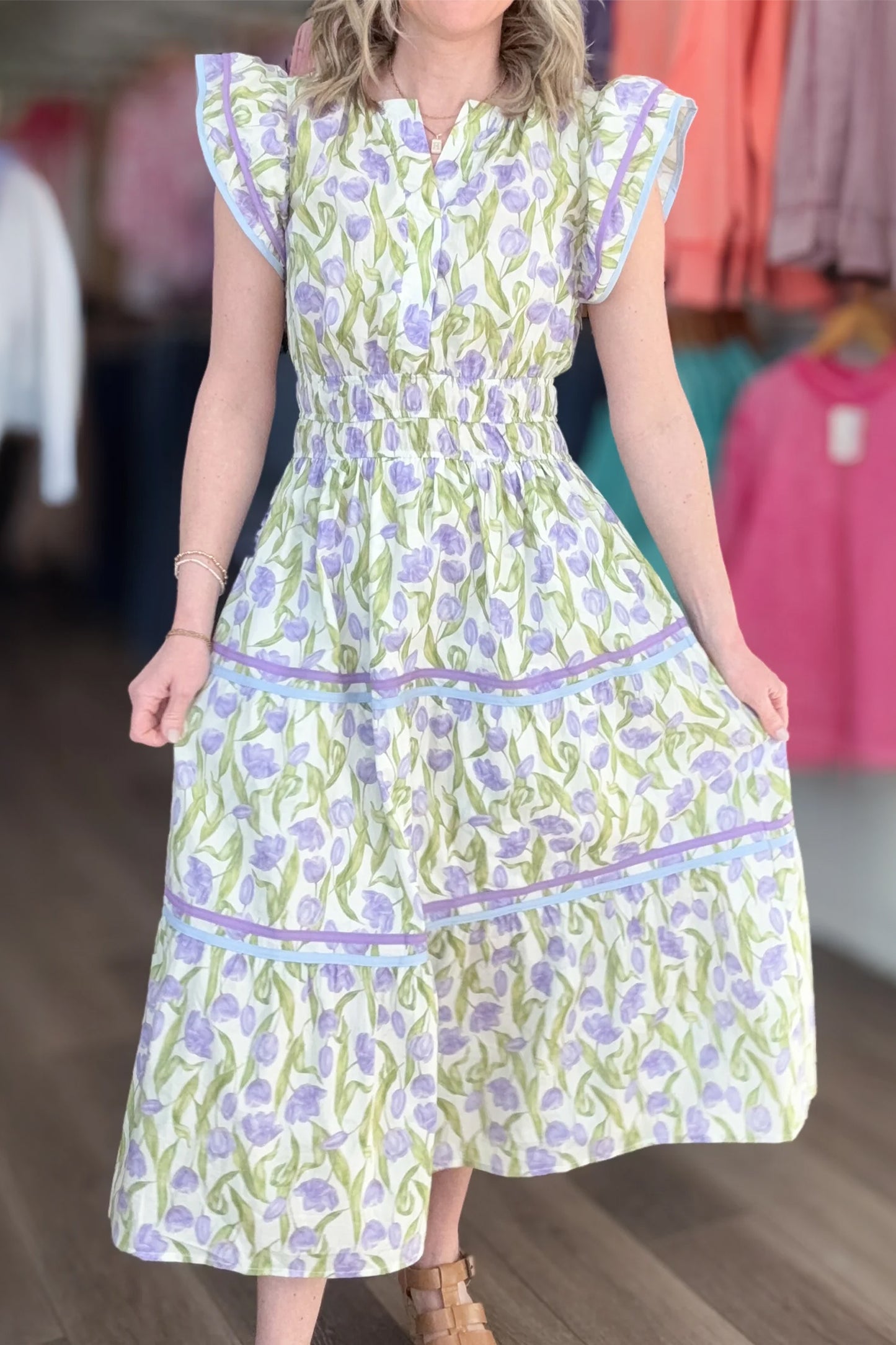 Lilac Contrast Trim Dress